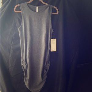 NWT Lululemon In The Flow Dress Gray Ruched